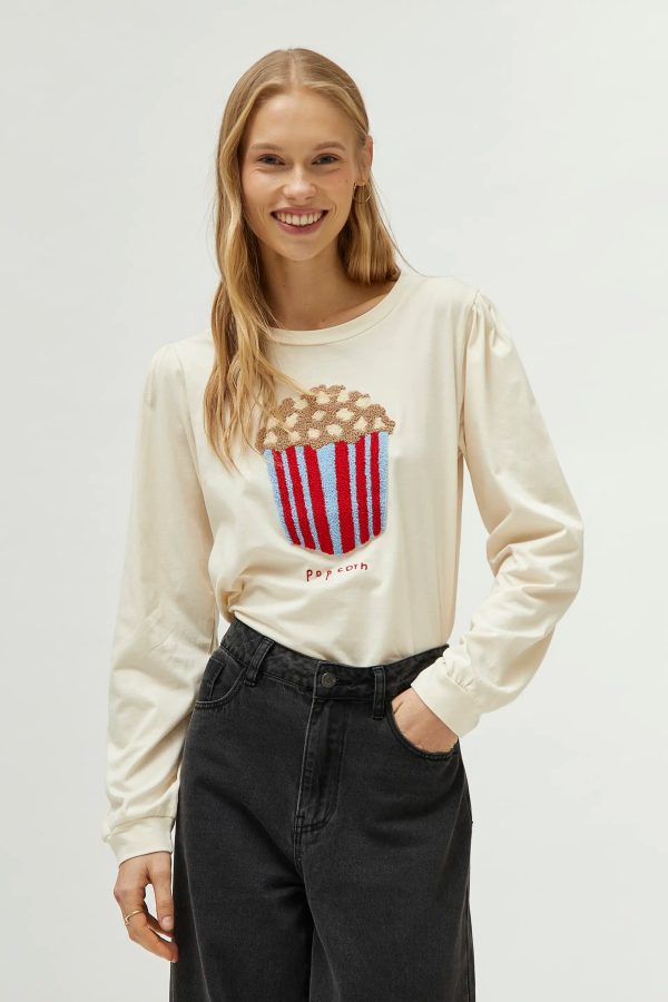 Camiseta print relieve Palomitas